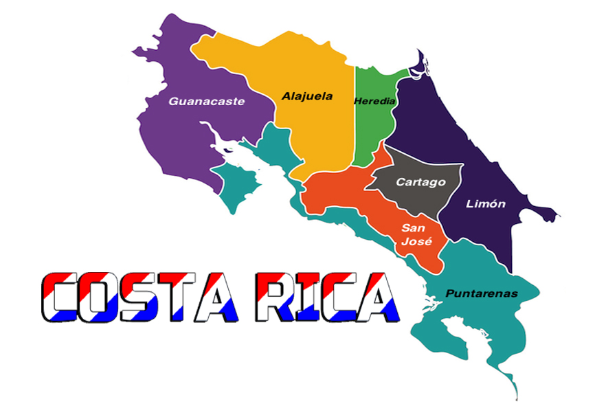 The 7 provinces of Costa Rica